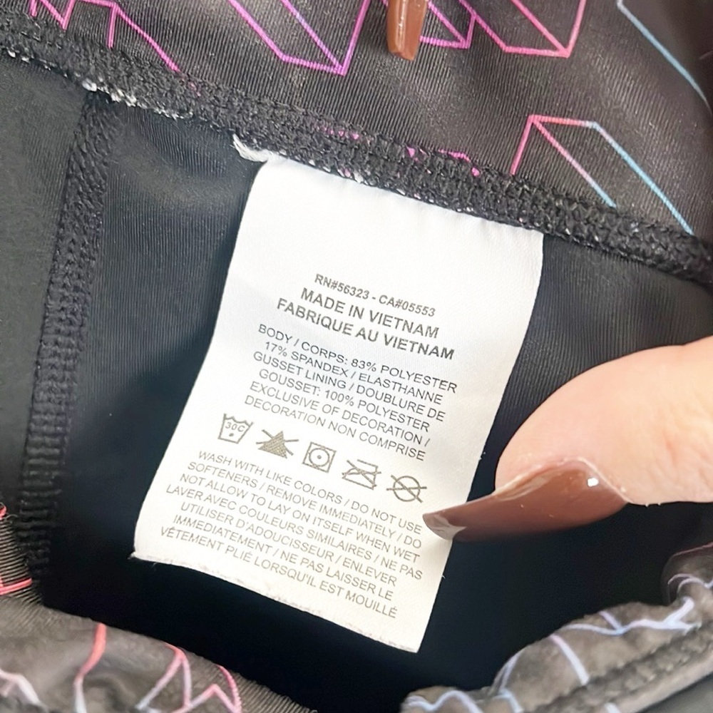 Nike Black Colorful Letter Girls Dri-Fit Tight Fit Colorblock Spell Out Leggings - Picture 10 of 11